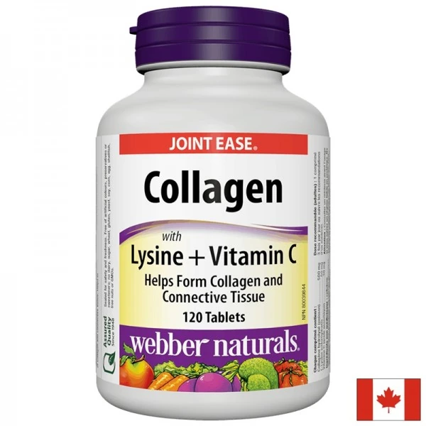 Webber Naturals - колаген с L-лизин и витамин C, 500 mg, 120 таблетки